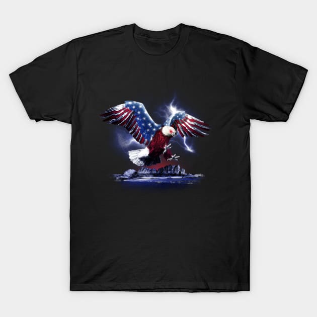 Eagle with american flag T-Shirt by JFDesign123